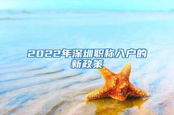 2022年深圳职称入户的新政策