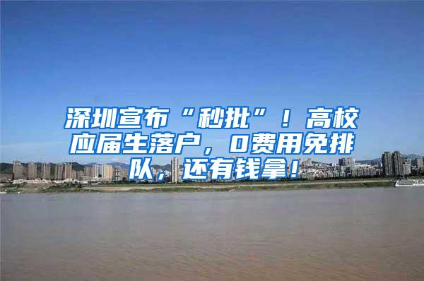 深圳宣布“秒批”！高校应届生落户，0费用免排队，还有钱拿！