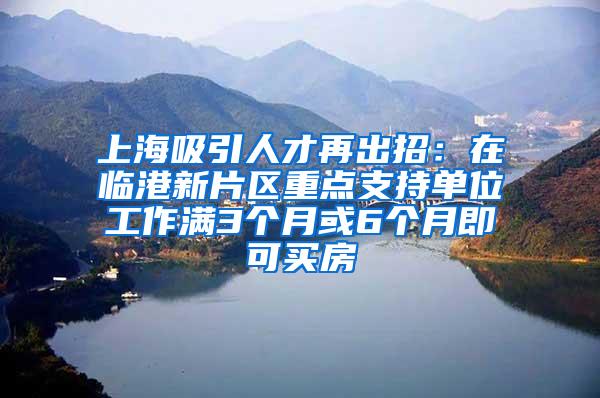 上海吸引人才再出招：在临港新片区重点支持单位工作满3个月或6个月即可买房