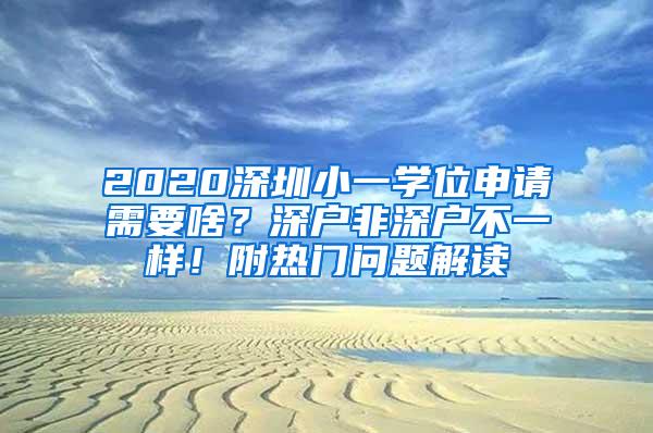 2020深圳小一学位申请需要啥？深户非深户不一样！附热门问题解读