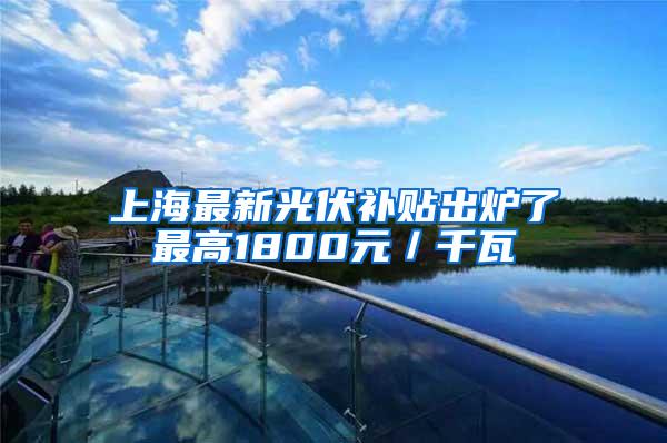上海最新光伏补贴出炉了最高1800元／千瓦