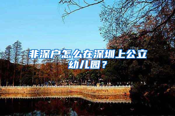 非深户怎么在深圳上公立幼儿园？