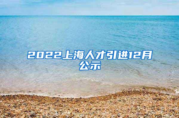 2022上海人才引进12月公示