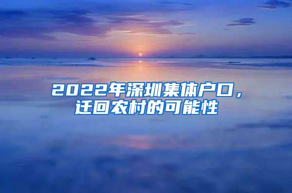 2022年深圳集体户口，迁回农村的可能性