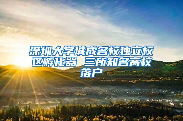 深圳大学城成名校独立校区孵化器 三所知名高校落户