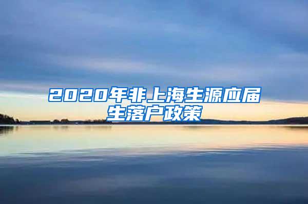 2020年非上海生源应届生落户政策
