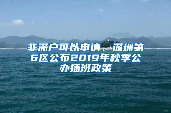 非深户可以申请、深圳第6区公布2019年秋季公办插班政策