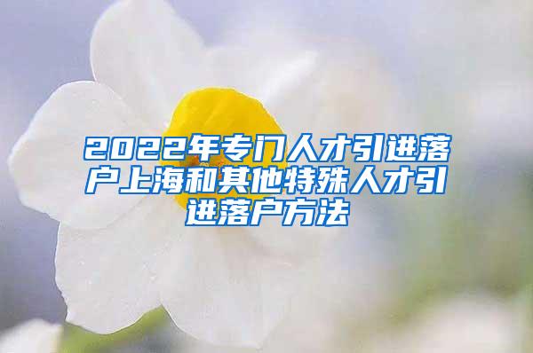 2022年专门人才引进落户上海和其他特殊人才引进落户方法