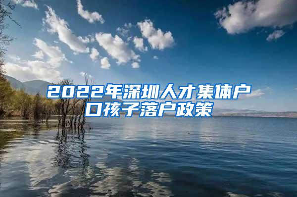 2022年深圳人才集体户口孩子落户政策