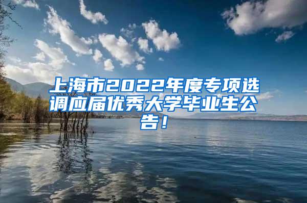 上海市2022年度专项选调应届优秀大学毕业生公告！