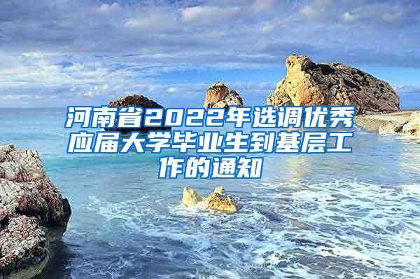 河南省2022年选调优秀应届大学毕业生到基层工作的通知