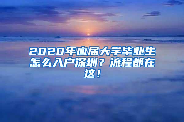 2020年应届大学毕业生怎么入户深圳？流程都在这！