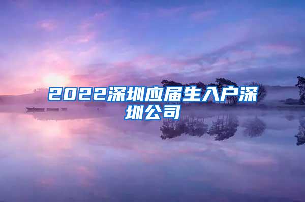 2022深圳应届生入户深圳公司