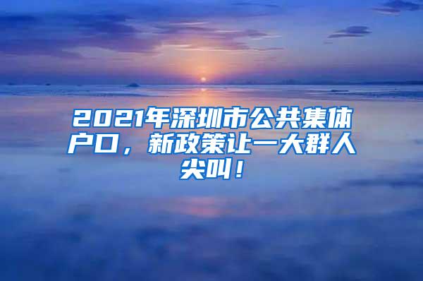 2021年深圳市公共集体户口，新政策让一大群人尖叫！