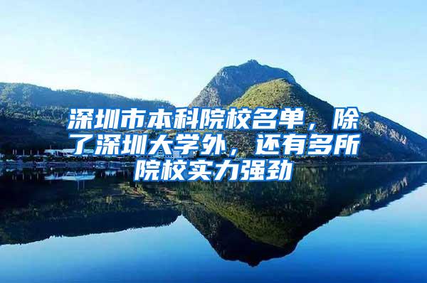 深圳市本科院校名单，除了深圳大学外，还有多所院校实力强劲