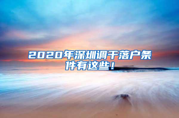 2020年深圳调干落户条件有这些！