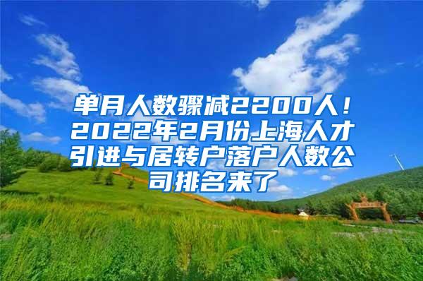 单月人数骤减2200人！2022年2月份上海人才引进与居转户落户人数公司排名来了