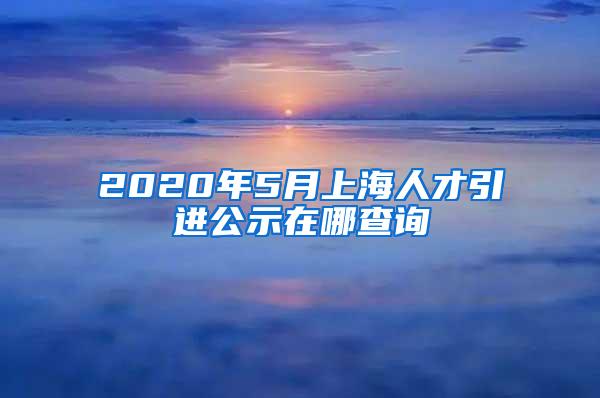 2020年5月上海人才引进公示在哪查询