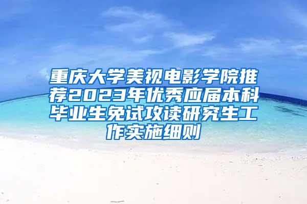 重庆大学美视电影学院推荐2023年优秀应届本科毕业生免试攻读研究生工作实施细则