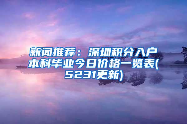 新闻推荐：深圳积分入户本科毕业今日价格一览表(5231更新)