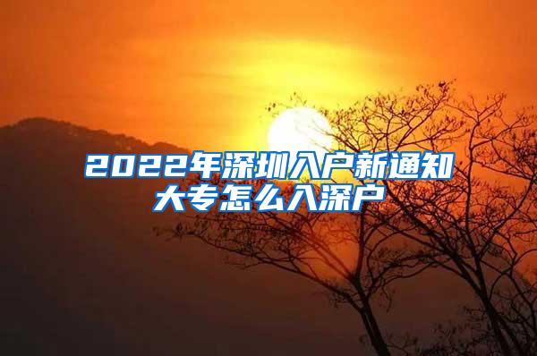 2022年深圳入户新通知大专怎么入深户
