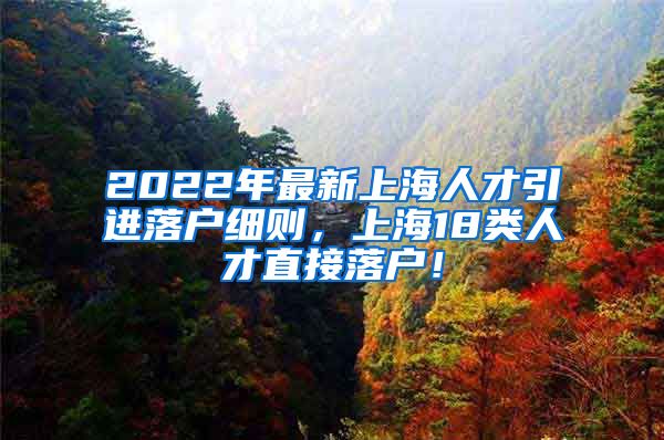 2022年最新上海人才引进落户细则，上海18类人才直接落户！