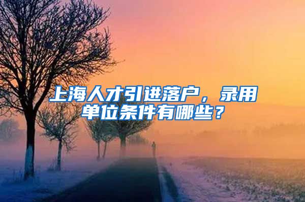 上海人才引进落户，录用单位条件有哪些？