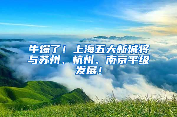 牛爆了！上海五大新城将与苏州、杭州、南京平级发展！