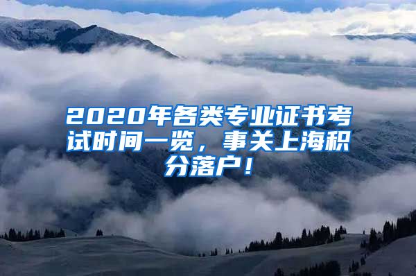 2020年各类专业证书考试时间一览，事关上海积分落户！