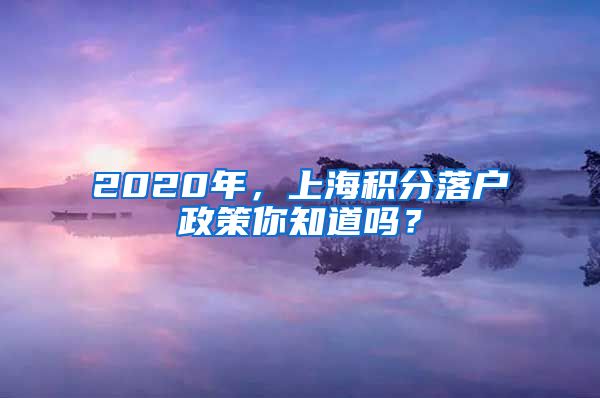 2020年，上海积分落户政策你知道吗？