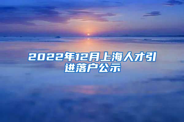 2022年12月上海人才引进落户公示