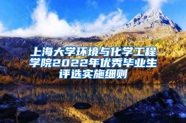 上海大学环境与化学工程学院2022年优秀毕业生评选实施细则