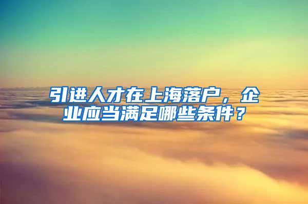 引进人才在上海落户，企业应当满足哪些条件？