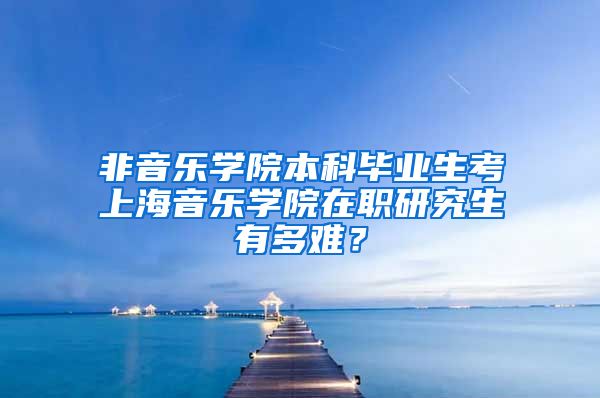 非音乐学院本科毕业生考上海音乐学院在职研究生有多难？