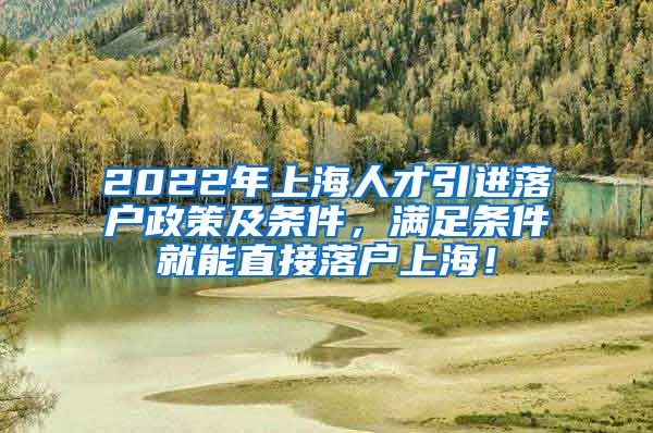 2022年上海人才引进落户政策及条件，满足条件就能直接落户上海！