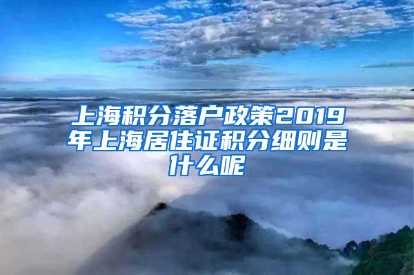 上海积分落户政策2019年上海居住证积分细则是什么呢