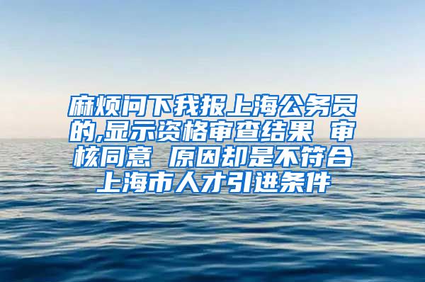 麻烦问下我报上海公务员的,显示资格审查结果 审核同意 原因却是不符合上海市人才引进条件
