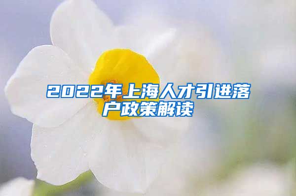 2022年上海人才引进落户政策解读