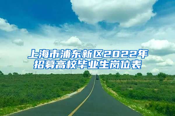 上海市浦东新区2022年招募高校毕业生岗位表