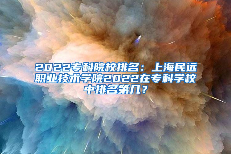 2022专科院校排名：上海民远职业技术学院2022在专科学校中排名第几？