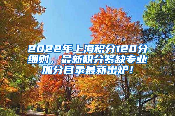 2022年上海积分120分细则，最新积分紧缺专业加分目录最新出炉！
