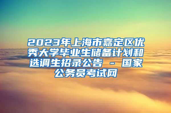 2023年上海市嘉定区优秀大学毕业生储备计划和选调生招录公告 - 国家公务员考试网