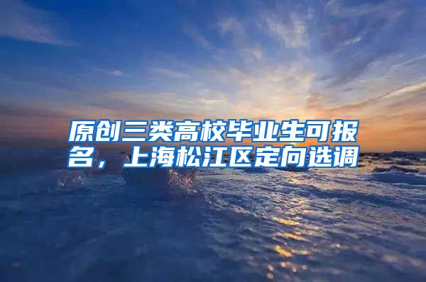 原创三类高校毕业生可报名，上海松江区定向选调