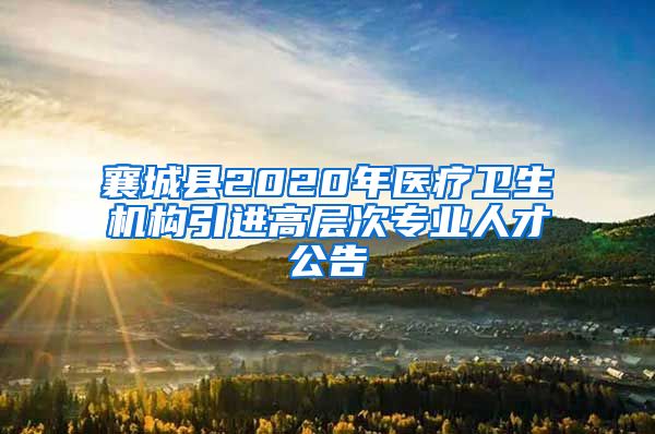 襄城县2020年医疗卫生机构引进高层次专业人才公告
