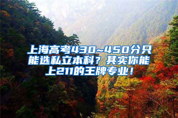 上海高考430~450分只能选私立本科？其实你能上211的王牌专业！
