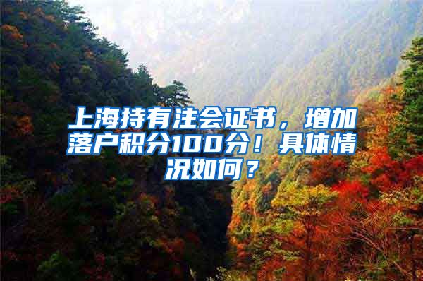 上海持有注会证书，增加落户积分100分！具体情况如何？