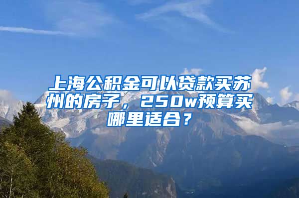 上海公积金可以贷款买苏州的房子，250w预算买哪里适合？
