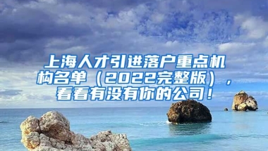 上海人才引进落户重点机构名单（2022完整版），看看有没有你的公司！