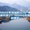 2020年深圳积分入户申请开始了！10000名指标抓紧